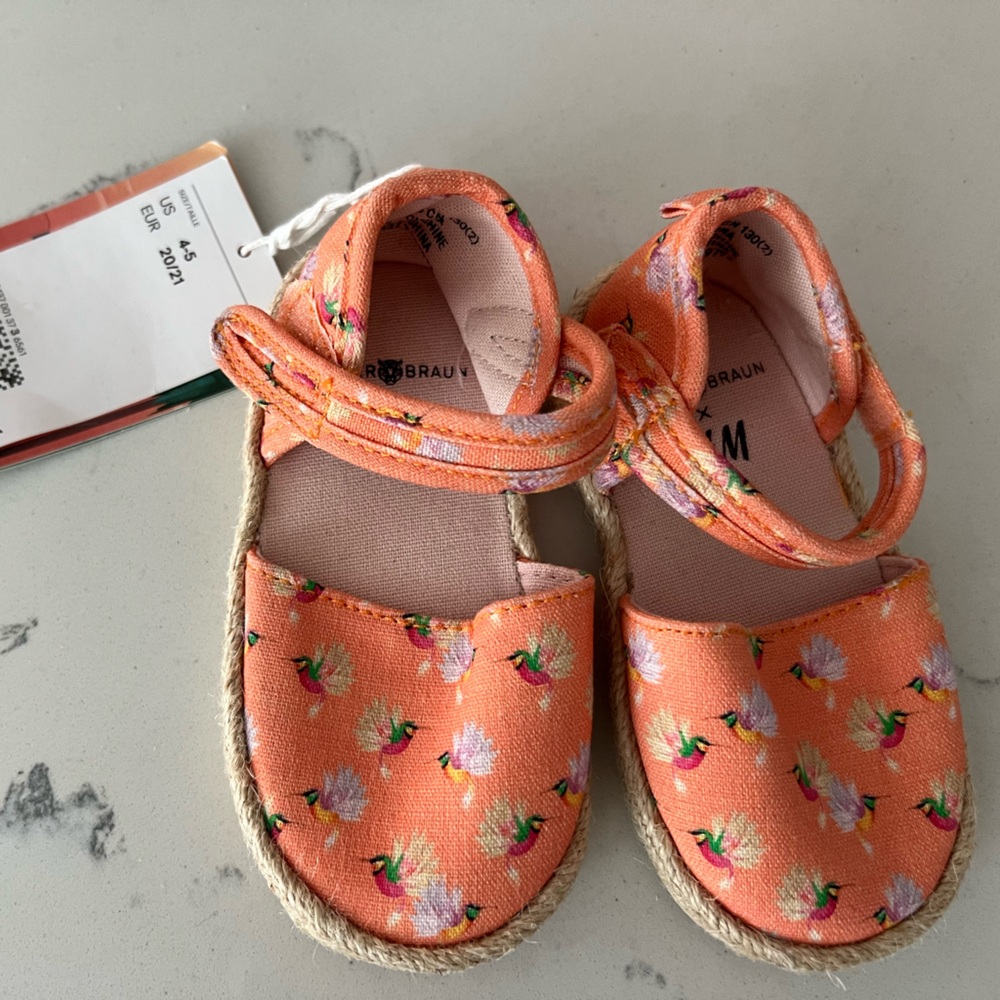 Zara Orange Floral Kids Sandals